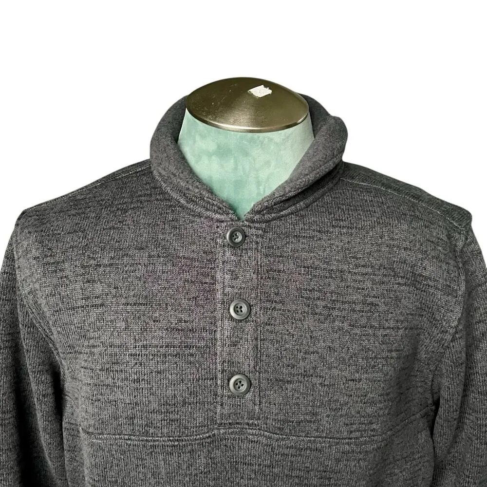 Prana Men's Tri Thermal Threads Henley knit Pullover Sweatshirt in Gray Size L